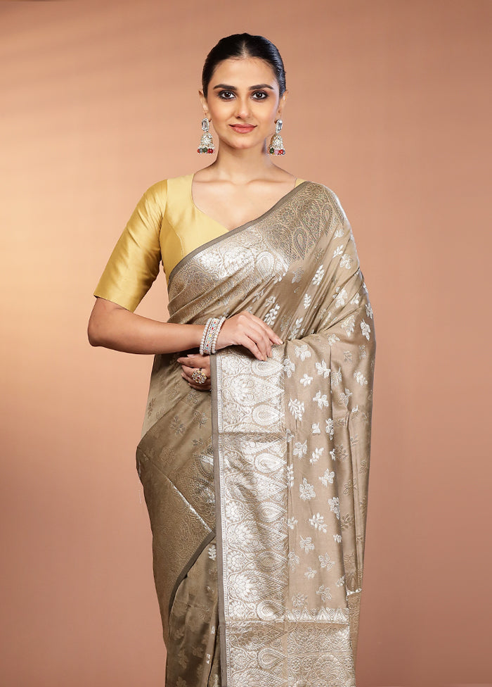 Cream Dupion Silk Saree With Blouse Piece