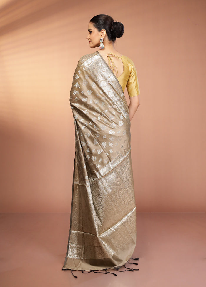 Cream Dupion Silk Saree With Blouse Piece