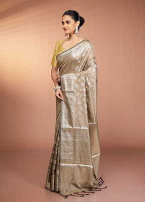 Cream Dupion Silk Saree With Blouse Piece