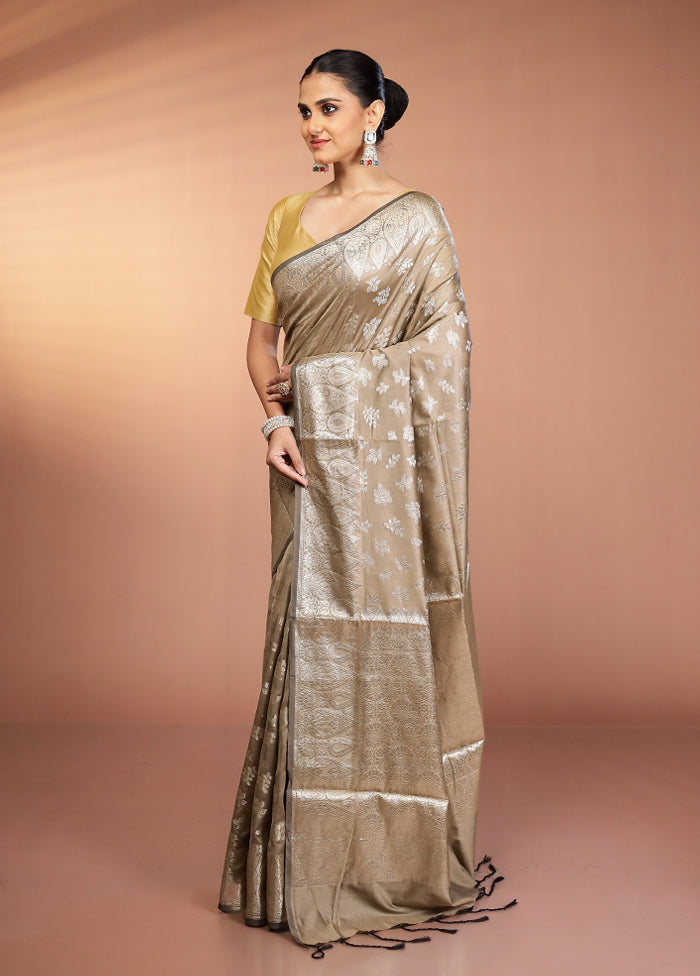Cream Dupion Silk Saree With Blouse Piece