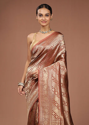 Rust Uppada Silk Saree With Blouse Piece
