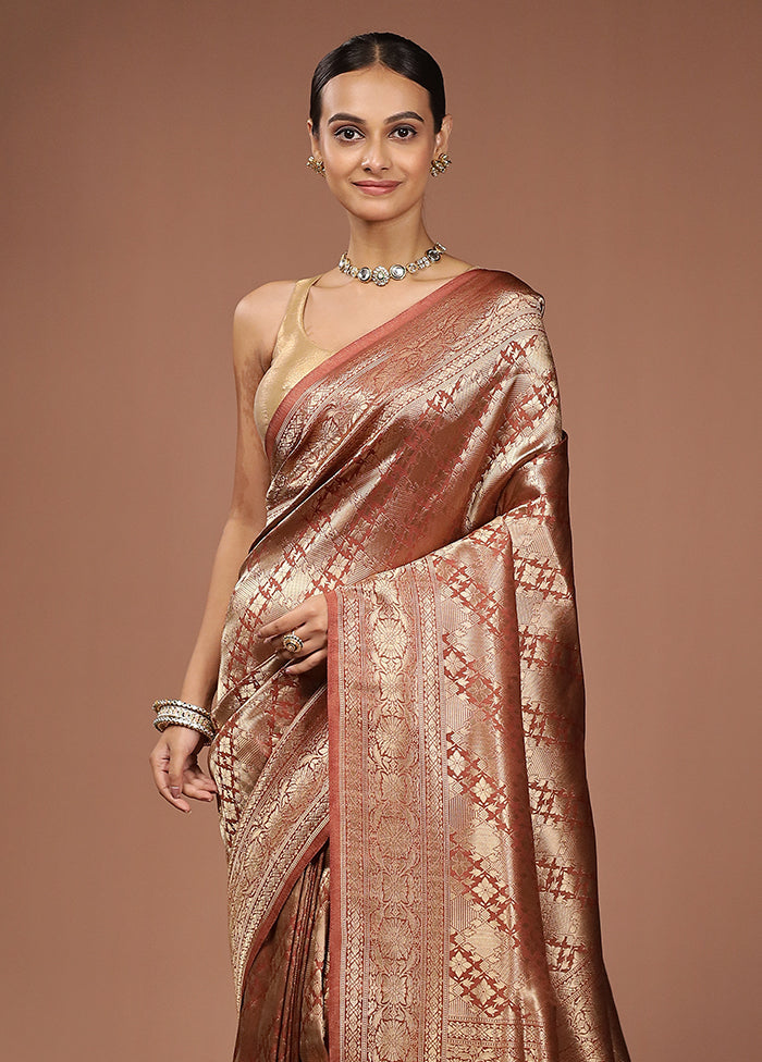 Rust Uppada Silk Saree With Blouse Piece
