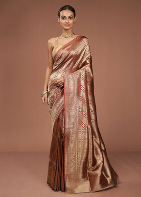 Rust Uppada Silk Saree With Blouse Piece