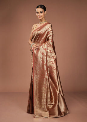 Rust Uppada Silk Saree With Blouse Piece