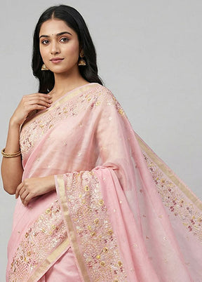 Pink Organza Saree With Blouse Piece