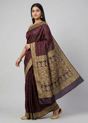 Black Handloom Jamewar Pure Silk Saree With Blouse Piece