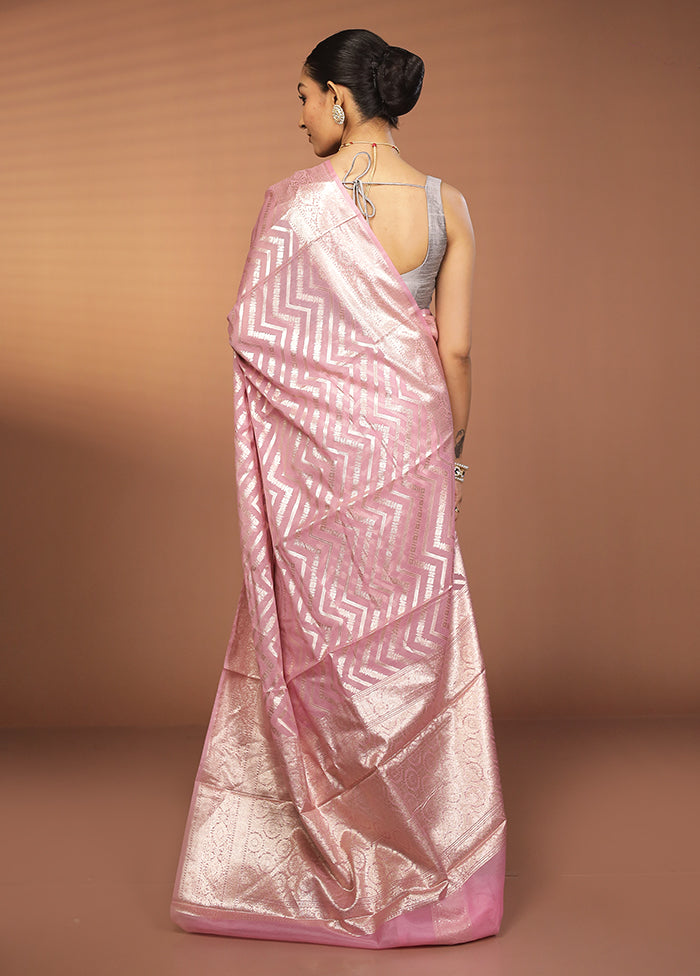 Pink Pure Cotton Saree With Blouse Piece