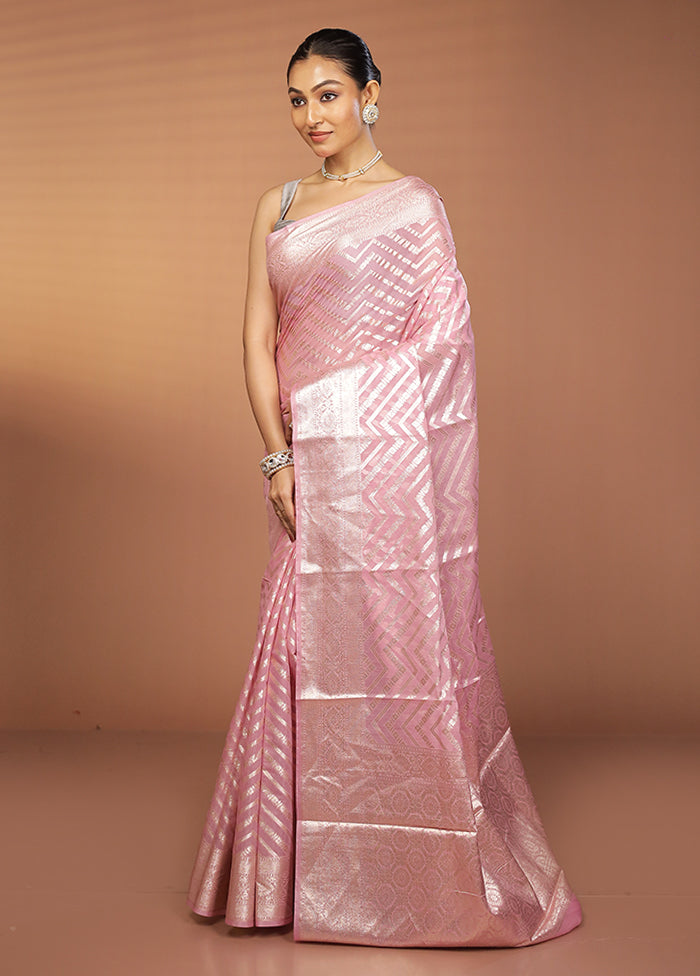 Pink Pure Cotton Saree With Blouse Piece