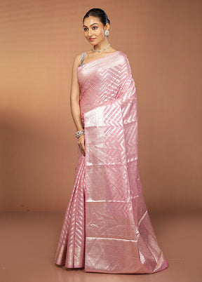 Pink Pure Cotton Saree With Blouse Piece