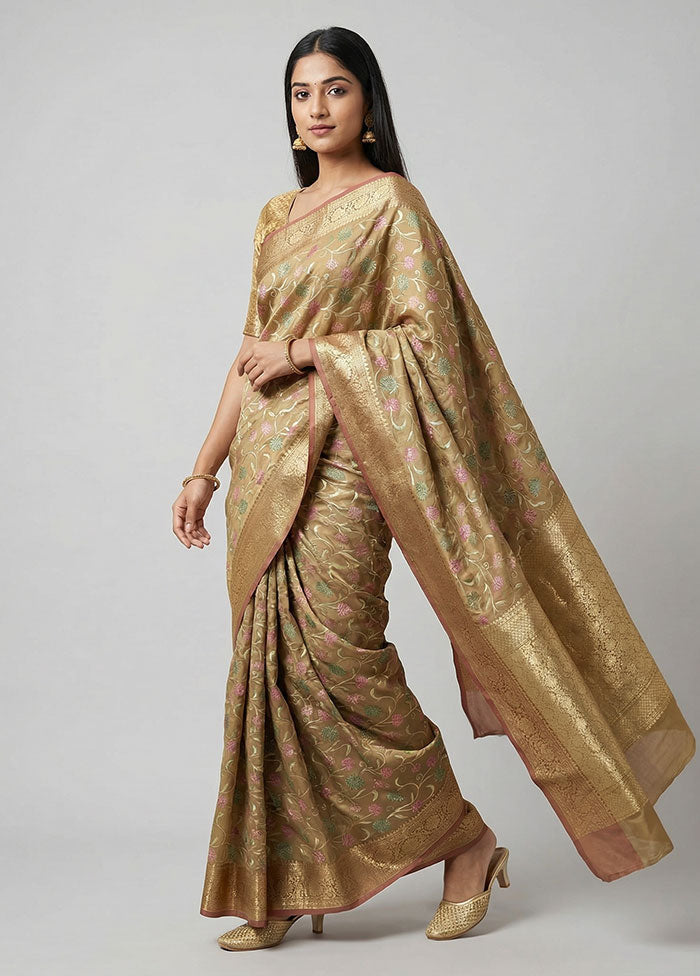 Green Organza Saree With Blouse Piece