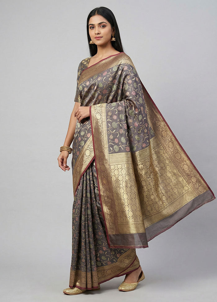 Purple Organza Saree With Blouse Piece
