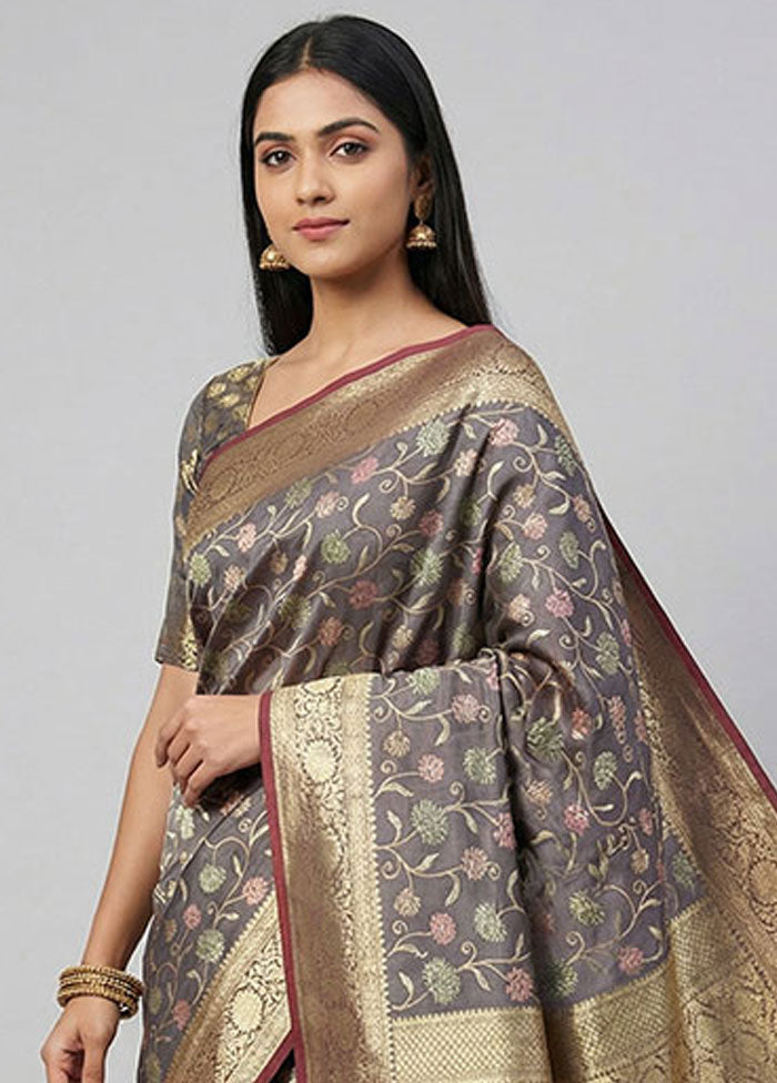 Purple Organza Saree With Blouse Piece