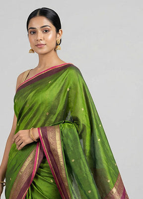 Green Kanjivaram Silk Saree With Blouse Piece