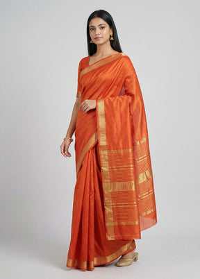 Red Kanjivaram Silk Saree With Blouse Piece