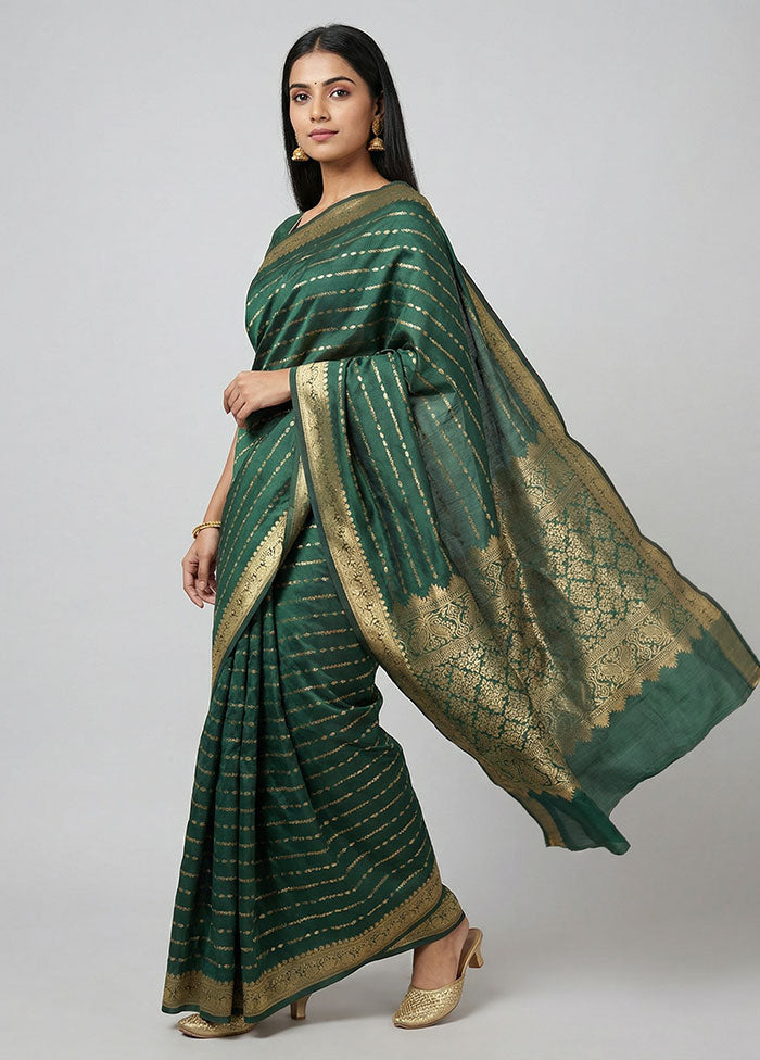 Green Kanjivaram Silk Saree With Blouse Piece