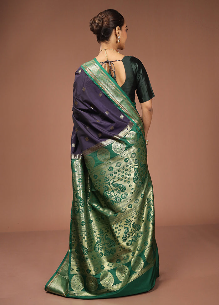 Blue Kanjivaram Silk Saree With Blouse Piece