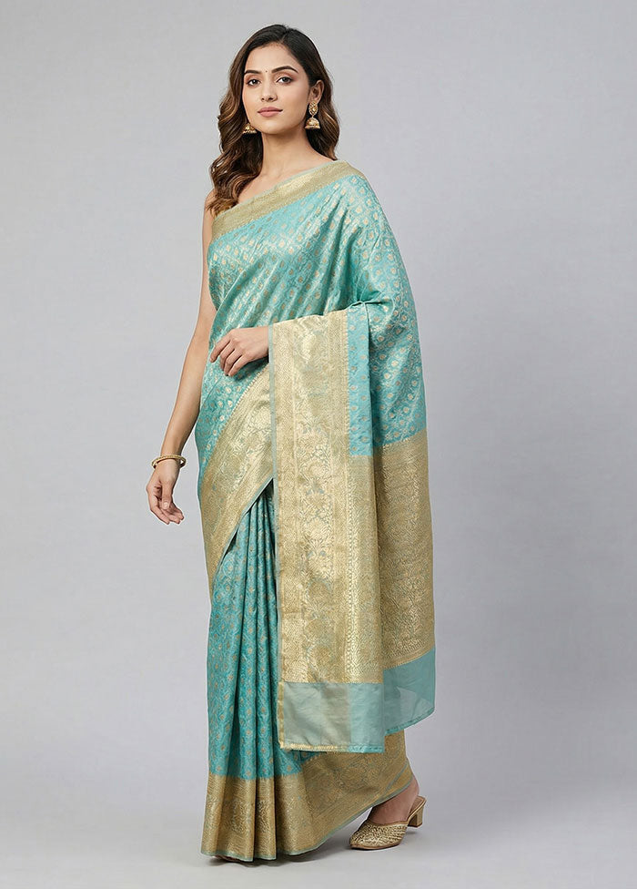 Green Handloom Tanchoi Pure Silk Saree With Blouse Piece
