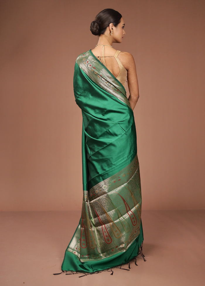 Green Dupion Silk Saree With Blouse Piece