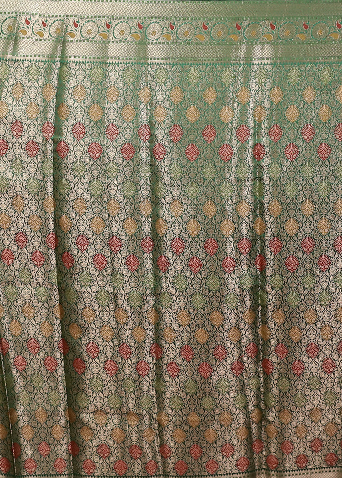 Green Dupion Silk Saree With Blouse Piece