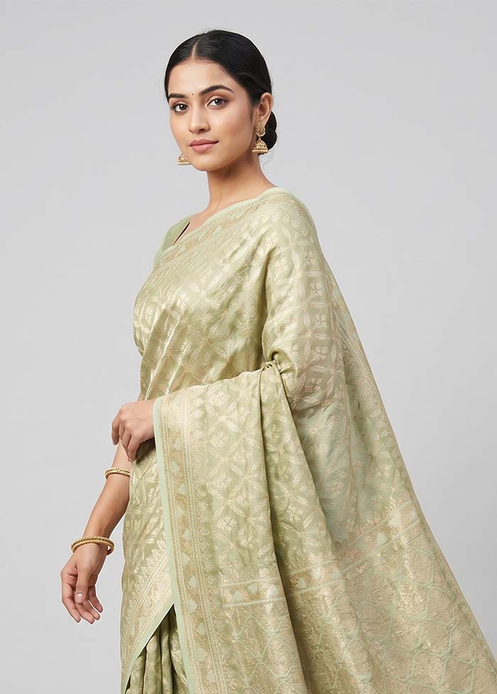 Green Tissue Silk Saree With Blouse Piece