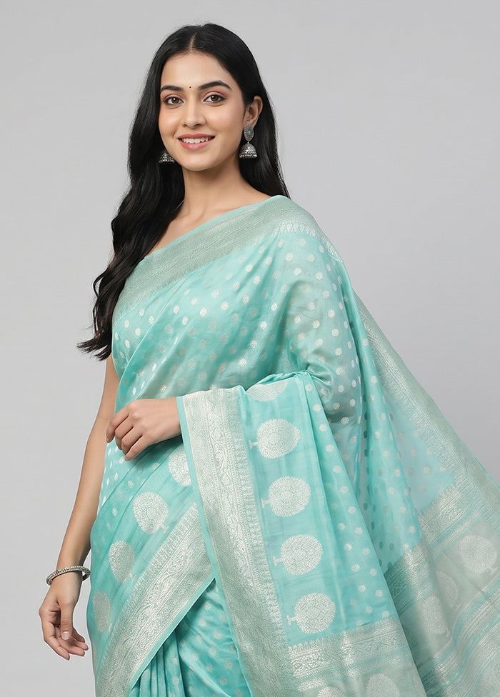 Green Kora Silk Saree With Blouse Piece