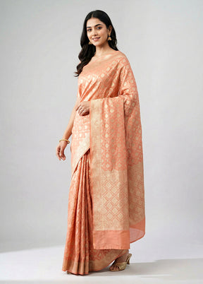 Pink Uppada Silk Saree With Blouse Piece