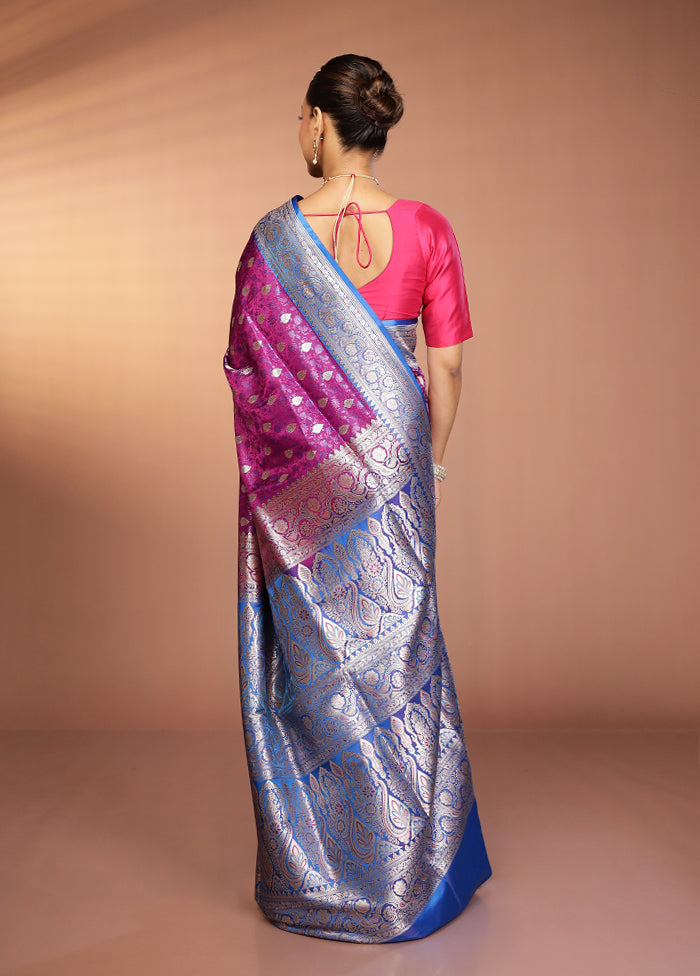 Purple Handloom Tanchoi Pure Silk Saree With Blouse Piece