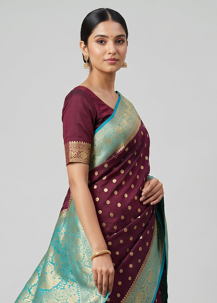 Maroon Georgette Saree With Blouse Piece