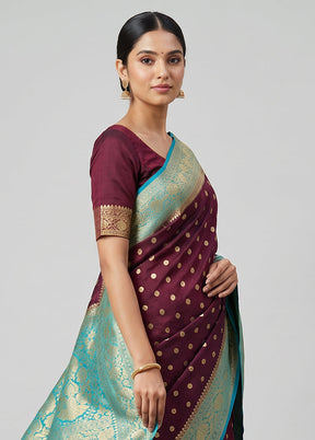 Maroon Georgette Saree With Blouse Piece
