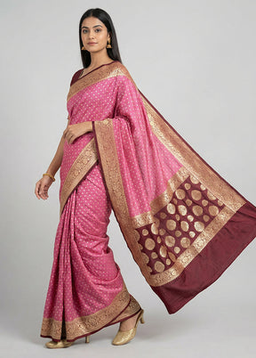 Pink Georgette Saree With Blouse Piece