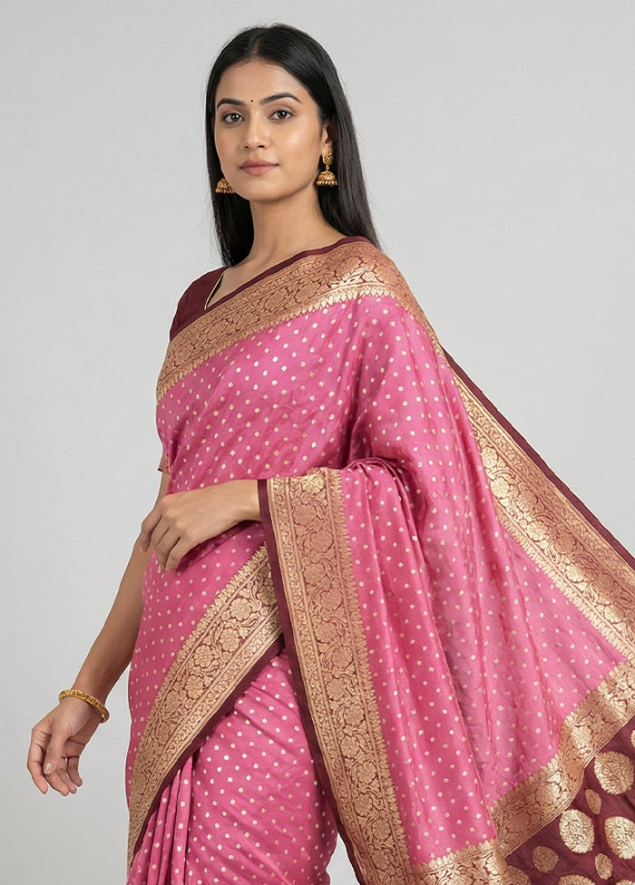 Pink Georgette Saree With Blouse Piece
