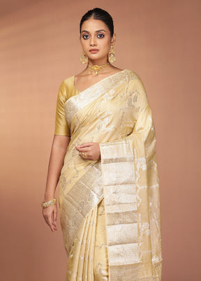 Cream Dupion Silk Saree With Blouse Piece