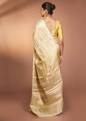 Cream Dupion Silk Saree With Blouse Piece