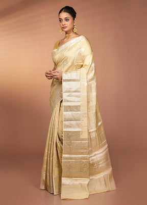 Cream Dupion Silk Saree With Blouse Piece