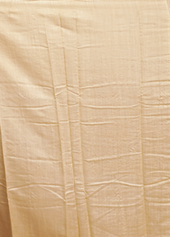 Cream Dupion Silk Saree With Blouse Piece