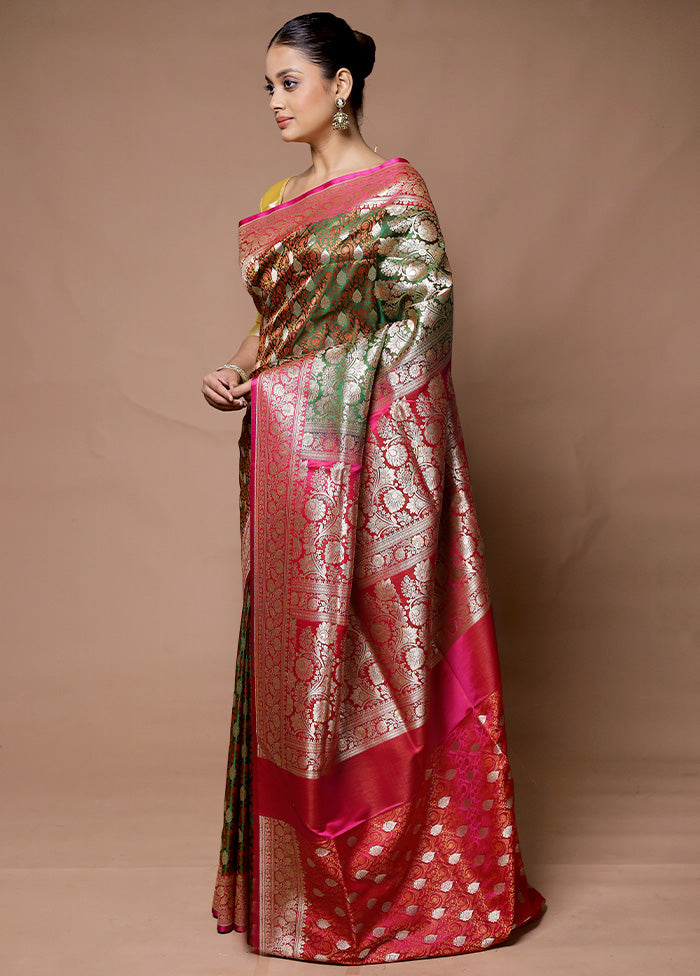 Brown Handloom Tanchoi Pure Silk Saree With Blouse Piece