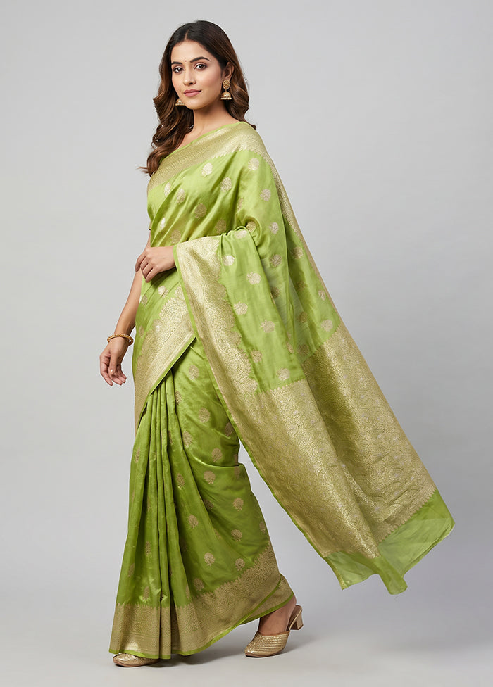 Green Dupion Silk Saree With Blouse Piece