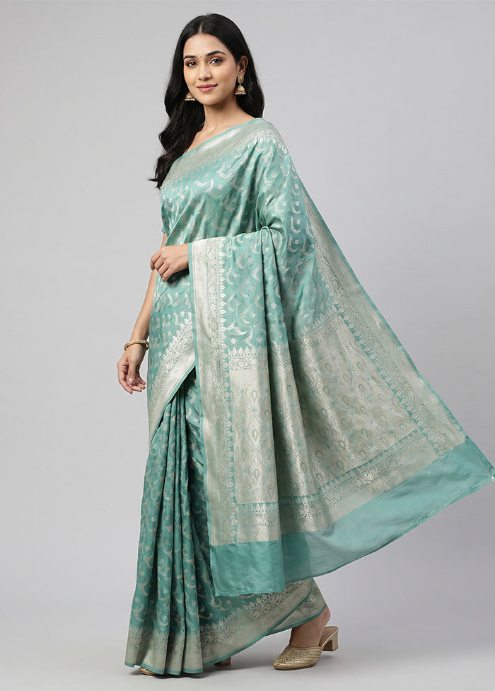 Green Tissue Silk Saree With Blouse Piece