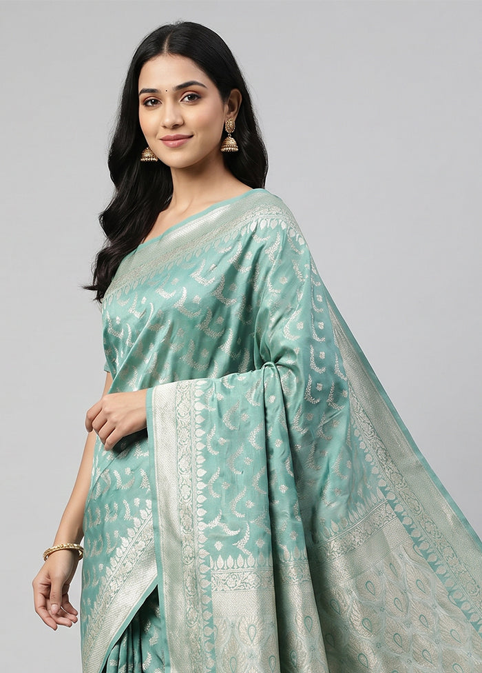 Green Tissue Silk Saree With Blouse Piece