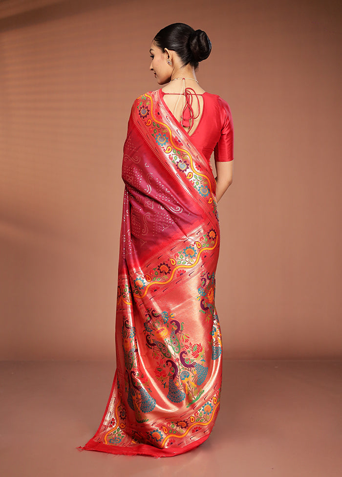 Maroon Dupion Silk Saree With Blouse Piece