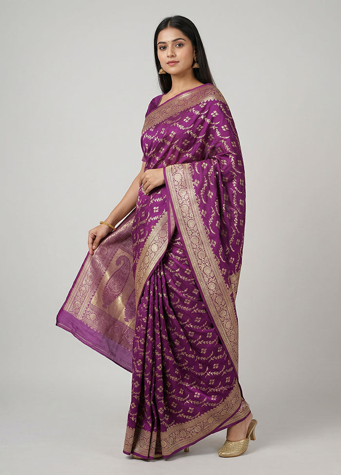 Purple Dupion Silk Saree With Blouse Piece