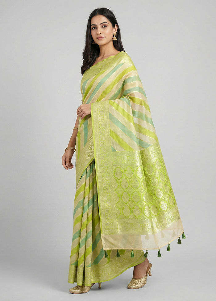 Multicolor Organza Saree With Blouse Piece