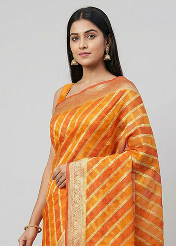 Multicolor Organza Saree With Blouse Piece
