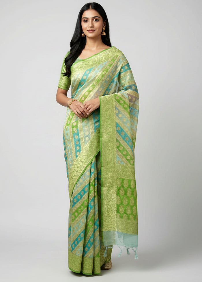 Multicolor Organza Saree With Blouse Piece