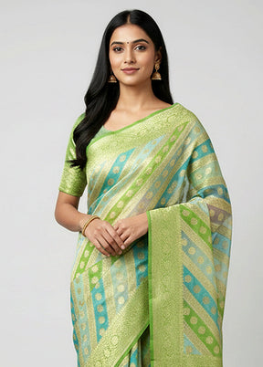 Multicolor Organza Saree With Blouse Piece