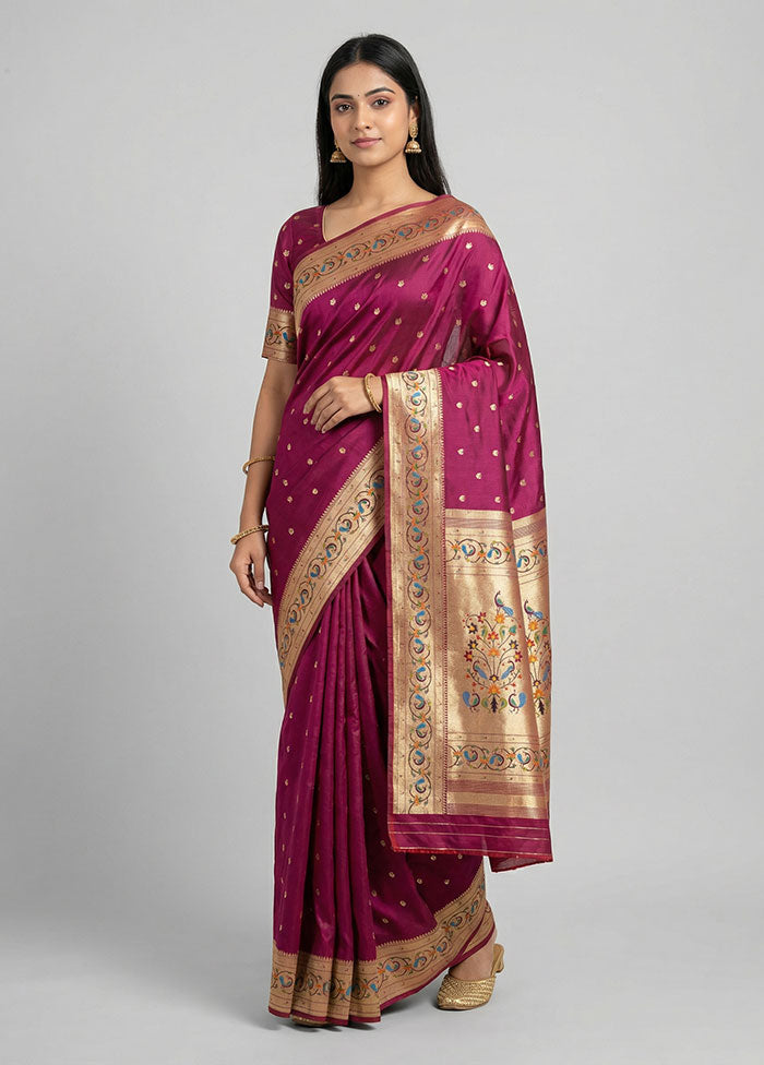 Maroon Dupion Silk Saree With Blouse Piece