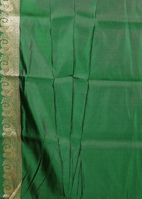 Green Handloom Banarasi Pure Silk Saree With Blouse Piece