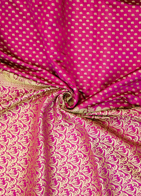 Pink Handloom Banarasi Pure Silk Saree With Blouse Piece