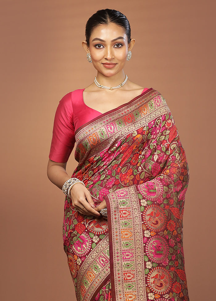 Purple Dupion Silk Saree With Blouse Piece