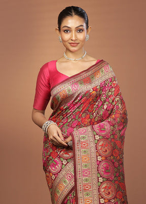 Purple Dupion Silk Saree With Blouse Piece